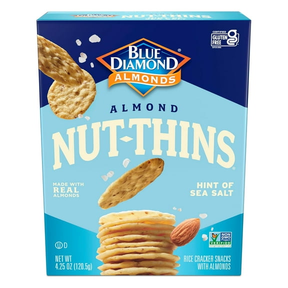Blue Diamond Almonds Nut-Thins, Hint of Sea Salt, Snack Crackers, Gluten-Free, 4.25oz