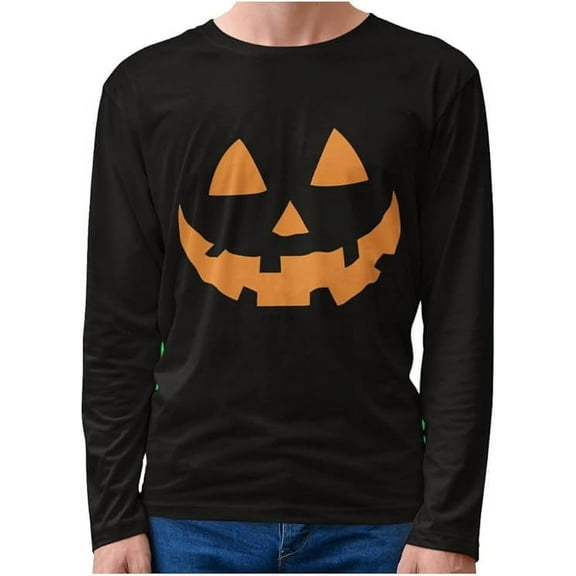 Halloween Pumpkin Jack O’ Lantern Face Shirt – Fun and Easy Costume T-Shirt for Men, Spooky Grin Design, Soft Cotton, Perfect for Halloween Parties and Trick-or-Treating