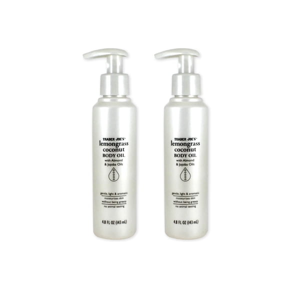 Aceite corporal de coco y hierba de limón Trader Joe's con aceites de almendra y jojoba, 4,8 FL OZ (143 ml) - PAQUETE de 2