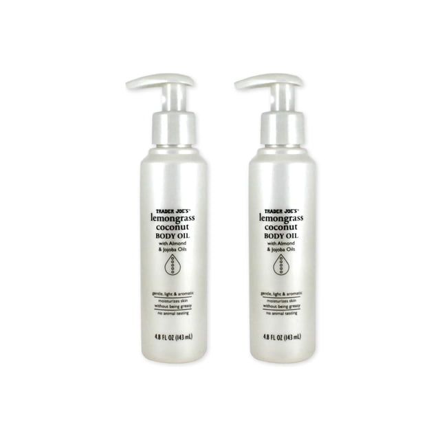 Aceite corporal de coco y hierba de limón Trader Joe's con aceites de almendra y jojoba, 4,8 FL OZ (143 ml) - PAQUETE de 2