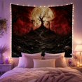 thumbnail image 2 of Barren Tree and Gallows Under Full Moon with Skull Hill, Eerie Gothic Style for Dark Art Lovers, Macabre Wall Art, Halloween Gift, Tapestry Wall Hanging for Bedroom and Dorm, 2 of 7