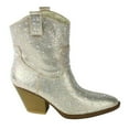 thumbnail image 3 of Forever Women Cowgirl Cowboy Western Ankle Boots Pointy Toe Rhinestone Bling Short Booties RIVER-01 Gold Champagne 8.5, 3 of 3