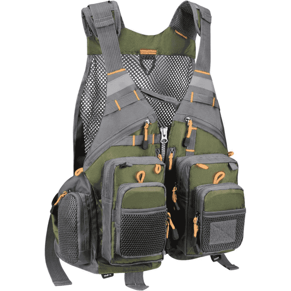 Fly Fishing Vest for Men Women, Comfortable Adjustable Fishing Vest with Multi-Pockets Reflective Stripes, Lightweight and Durable Unisex Strap Fishing Vest Pack, for Fly Bass Fishing
