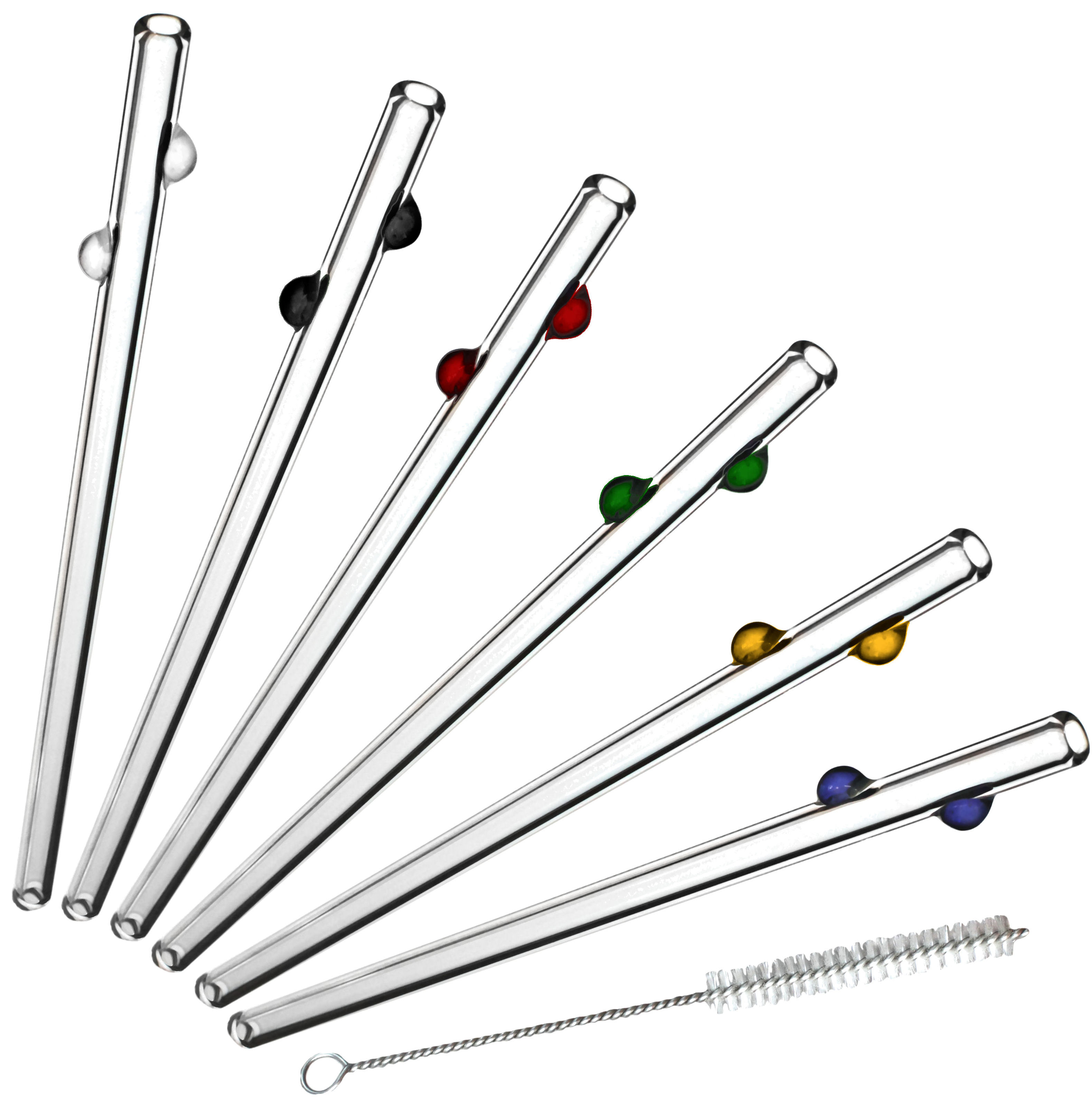 Glass straw set with seven crystals