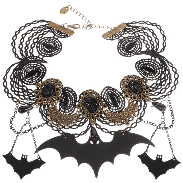 1 Set Halloween Pendiente Collar Conjunto Collar de encaje Bate Pendiente Colgante