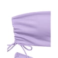 thumbnail image 5 of Women’s Ribbed Bandeau Bikini Set with Adjustable Side Tie Bottoms Strapless Top Two Piece Swimsuit Swimwear for Beach Pool Light Purple M, 5 of 8