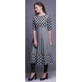 thumbnail image 3 of Bimba Robe Anarkali Grise à Pièces, Courbe Géométrique, Imprimé Diamant, Longue Robe Maxi, Kurtis Indiennes pour Femmes, Kurti Ethnique, XX-Grand, 3 of 5