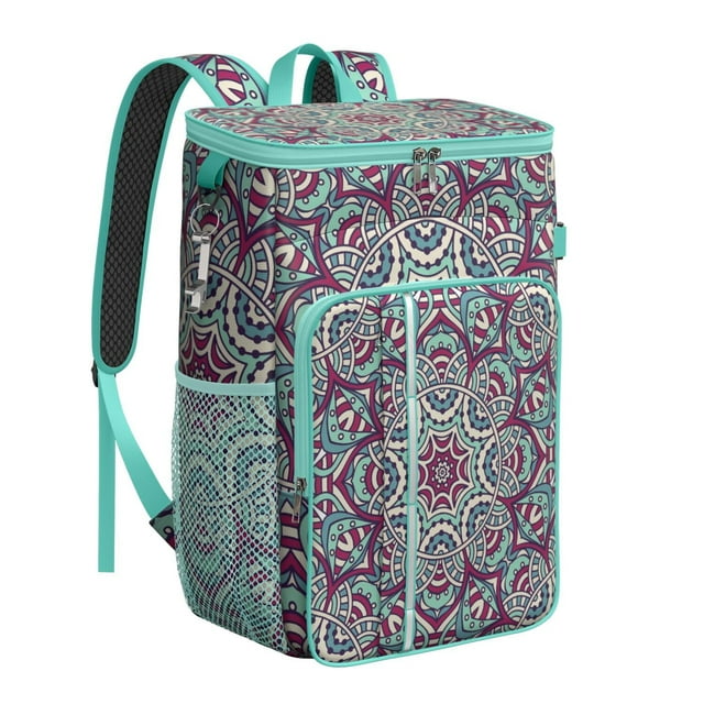 Mandala Boho Tribal Backpack Cooler, Ethnic Abstract Pattern Waterproof Leakproof Cooler Bag, Insulated Picnic Backpack for Travel