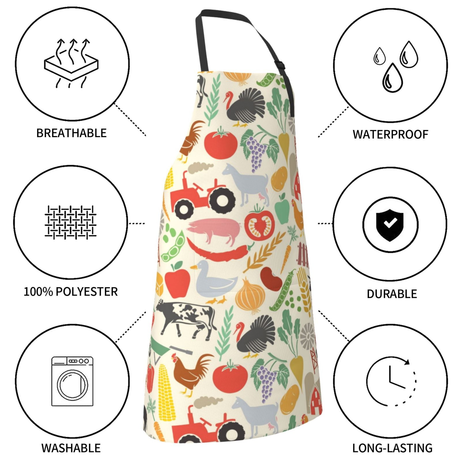 Kdxio Farm Apron with Pockets Adjustable Kitchen Aprons for Men Women Waterproof Aprons for Cooking,Drawing,Crafting, Baking Household Cleaning
