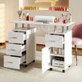 thumbnail image 4 of TROPOW Manicure Table with Electric Dust Collector,42" Nail Table Beauty Salon Station with Lockable Wheels, Arm Rest,4 Storage Drawers,Acetone Resistant Top and Storage Cabinet, 4 of 8