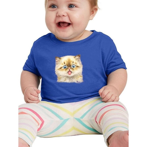 Kitten With Tongue Out T-Shirt Infant -Kayomi Harai Designs,  18 Months
