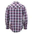 thumbnail image 2 of Men’s Western Pearl Snap Button Down Casual Long Sleeve Plaid Cowboy Shirt (#25 Burgundy/White, M), 2 of 3