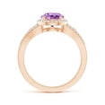 thumbnail image 2 of ANGARA Natural 1.15 Ct. Amethyst with Diamond Halo Ring in 14K Rose Gold for Women (Ring Size: 5.5), 2 of 8