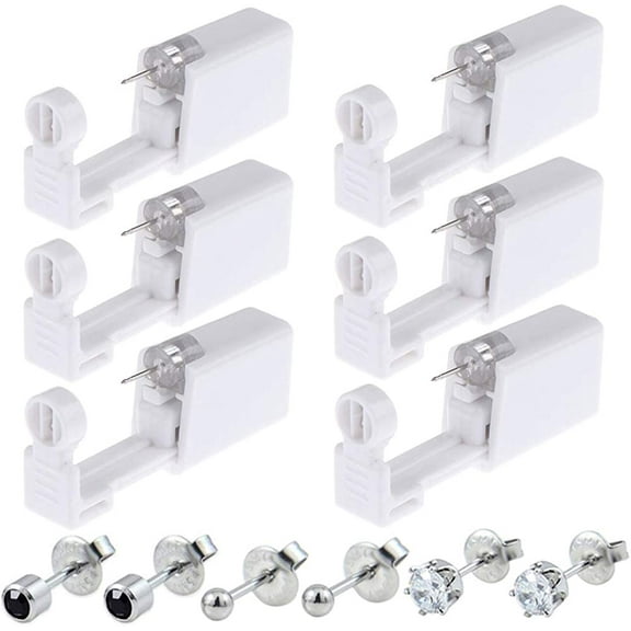 Ear Piercing Gun - Silmy 6 Pack Ear Piercing Kit Disposable Self Ear Piercing Gun with Ear Stud and Clean Tool Pierce Kit Tool for Nose Studs Cartilage Tragus Helix Piercing Gun