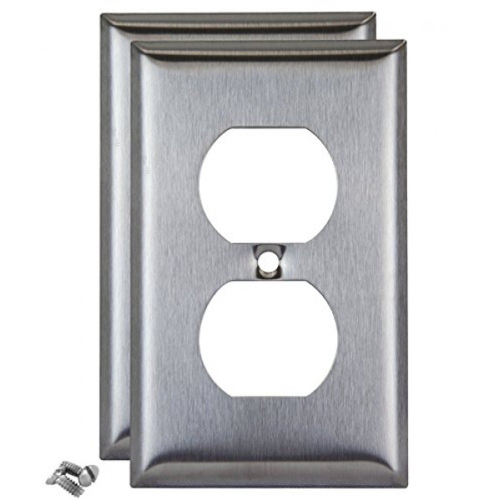 Sleeklighting 4 Pack Stainless Steel Look Outlet Covers 1 Gang Duplex
