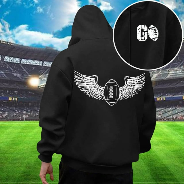 MHFRRA Sudadera con Capucha Informal para Hombre, Estilo Holgada, con Estampado de Fútbol, Cómoda y Cálida, para Uso Diario En Otoño E Invierno Negro
