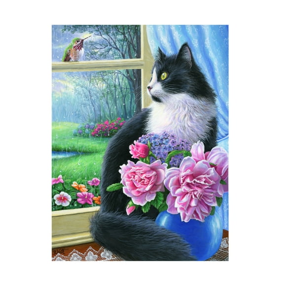 Canvas Wall Art - Bridget Voth 'Rainy Day Visitor' Wall Art for Living Room, Bedroom, or Office Décor by Trademark Fine Art - 14 x 19 Inches