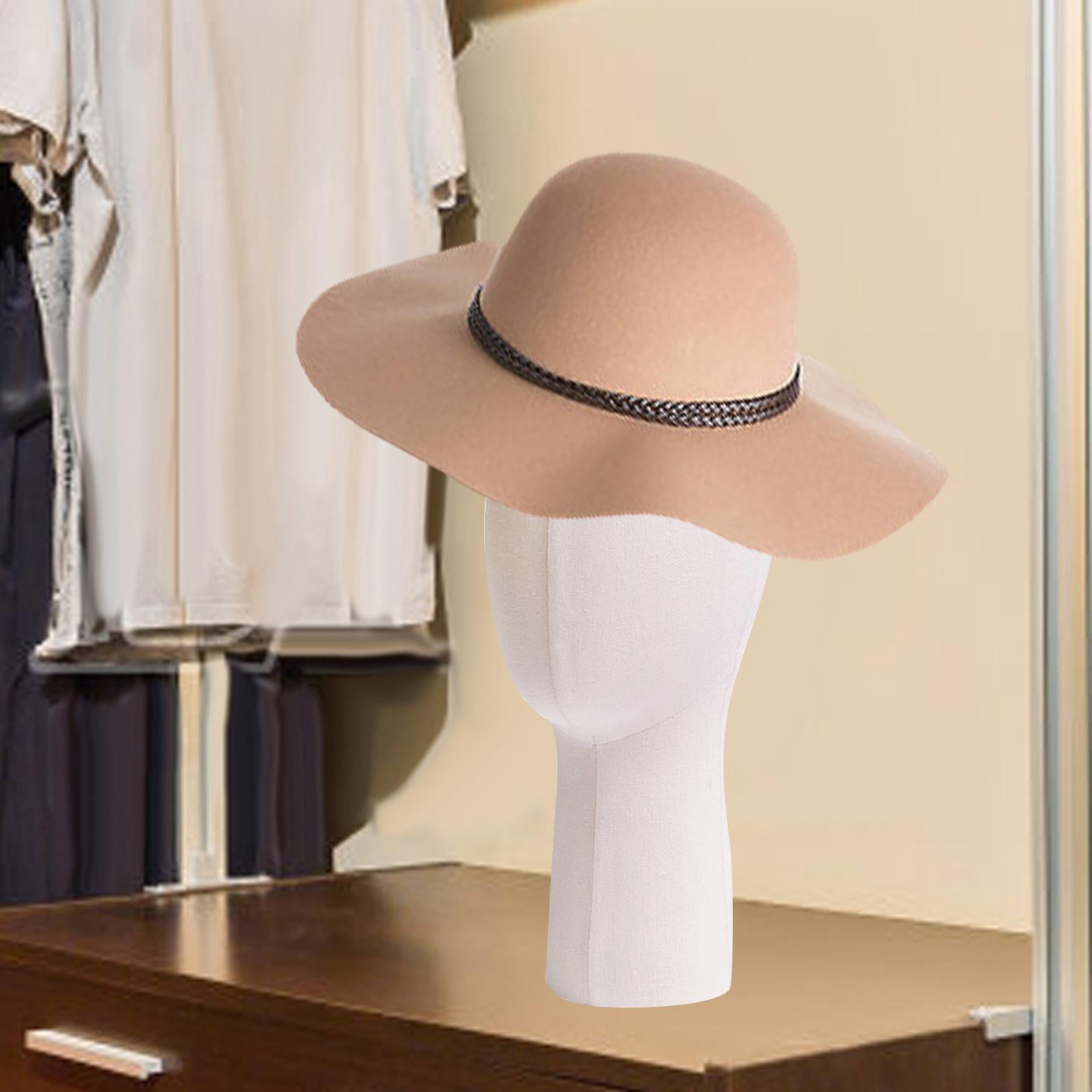 TOOYFUL Training Mannequin Head Styling Tools Stable Round Base Hair Display Stand Glasses Holder Display for Cap Headset Hat Headband beige white