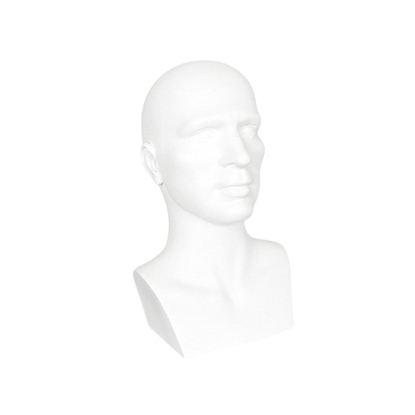 Bothyi Mannequin Male Head Display Stand Accessory for Scarves, Jewelry 15inch Tall White