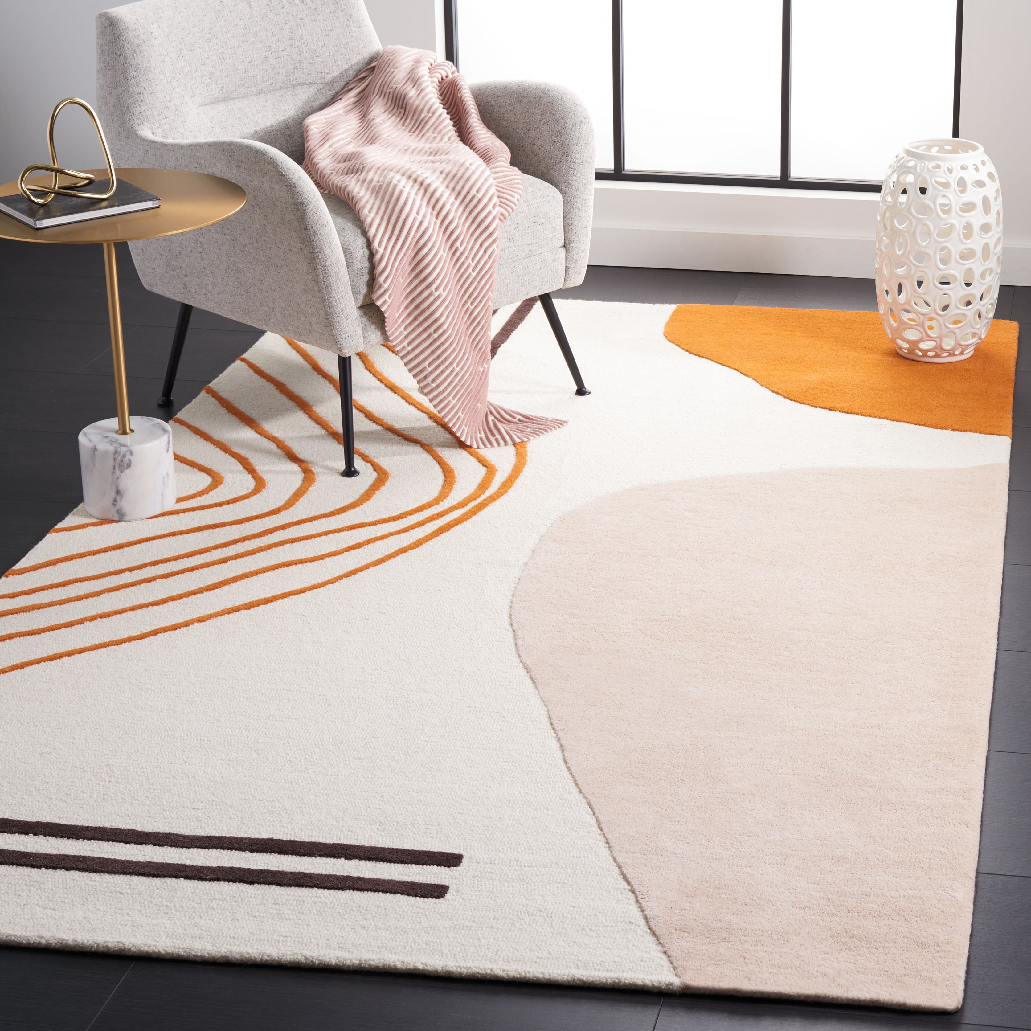 SAFAVIEH Rodeo Drive Dusan Abstract Area Rug, Ivory/Rust, 6' x 6' Square