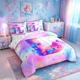 thumbnail image 2 of meiyoeat Flower Butterfly L Initial Rainbow Twin Bedding, Watercolor Galaxy Stars Bedding Comforter Set for Girls, Colorful Star Reversible, 7 Pieces, 2 of 6