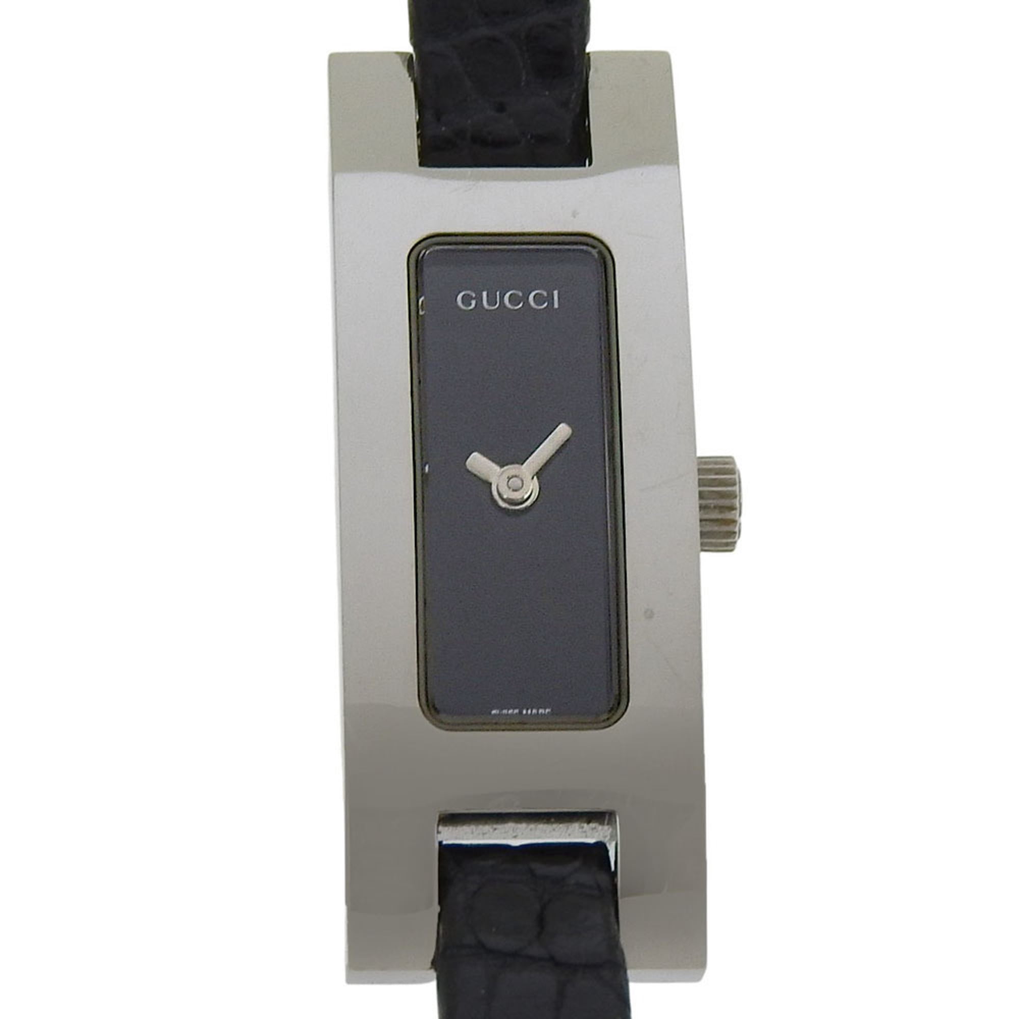 Pre-Owned GUCCI REF0840 Logo Travel Watch Interior Table Clock SS
