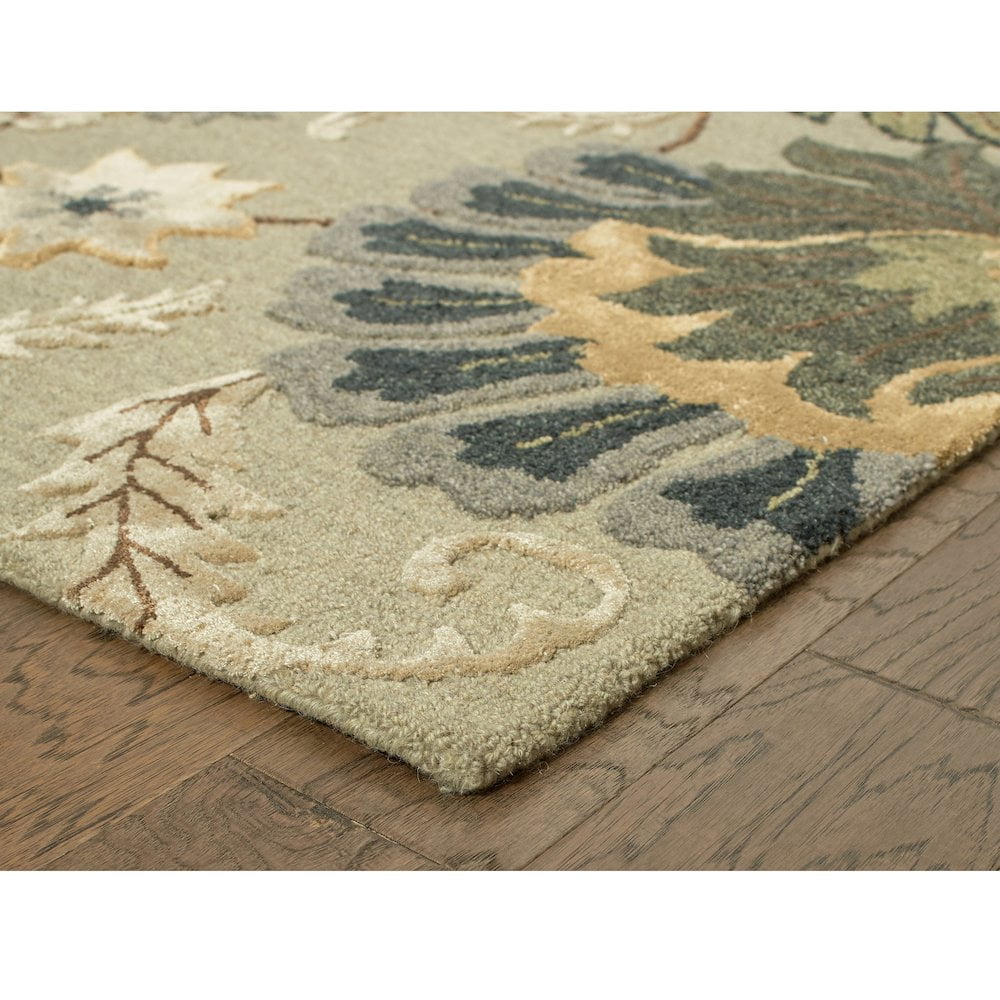 LR Home Glamour Paisley Floral Sand Rectangle Indoor Area Rug ( 9' x 12' )