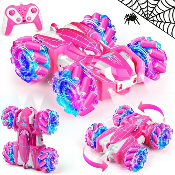 UQN RC Cars Toys for 3 4 5 6 7 8 9 10 Year Old Girl Boys, 360° Flip 4WD Rechargeable Remote Control Stunt Car Outdoor Toys, Birthday Gifts Toys for Boys Girls Kids Age 6-12