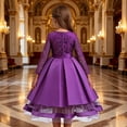 thumbnail image 5 of HAYIMI Child Elegant Lace Girls Party Dress Long Sleeve Satin Bodice Overlay Bow Evening Gown O-Neck Holiday Dresses, 5 of 8