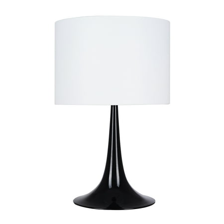 Cresswell Lighting 19 Modern Black, Black Base Table Lamp With White Shade