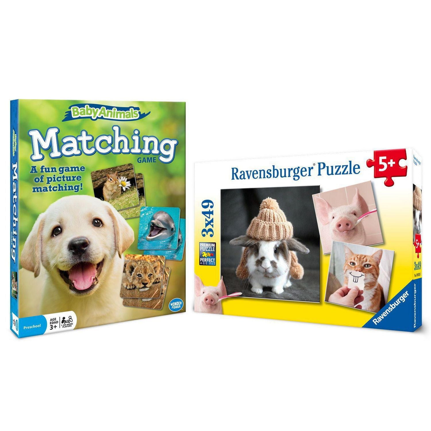 Ravensburger 2-in-1 Bundle Matching Game and 3x49 Puzzle
