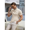 thumbnail image 4 of COOFANDY Men's Knit Mock Turtleneck Short Sleeve Casual Dress Sweater Solid Color Pullover Sweater Slim Fit Knitted Basic Tops, 4 of 7