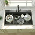 thumbnail image 2 of 36" x 22" Drop in Gunmetal Black Kitchen Sink, 16Gauge  Stainless Steel Sink, Drop Workstation Sink, Topmount Single Bowl Sink with Integrated Ledge, 2 of 8