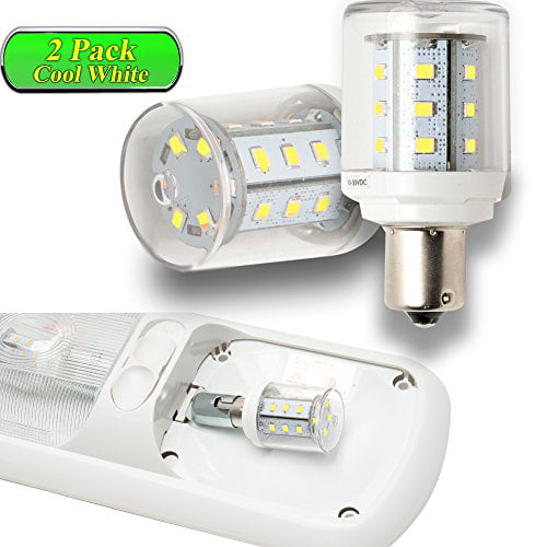 5 Pack, Cool White DengTA 1004 1142 1076 BA15D LED Replacement Bulbs for RV Camper Trailer Motorhome 5th Wheel Lights Marine Boat Navigation Anchor Stern Lights 2 Bottom Contacts Bayonet Base 