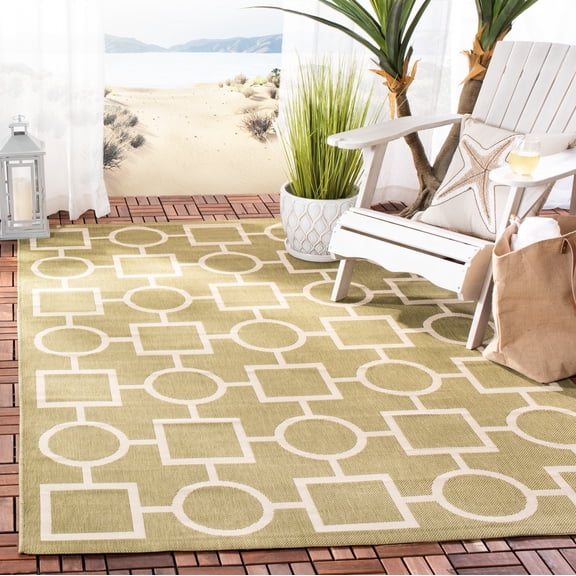 Safavieh Courtyard Archimedes Geometric Indoor/Outdoor Area Rug, Green/Beige, 8' x 11'