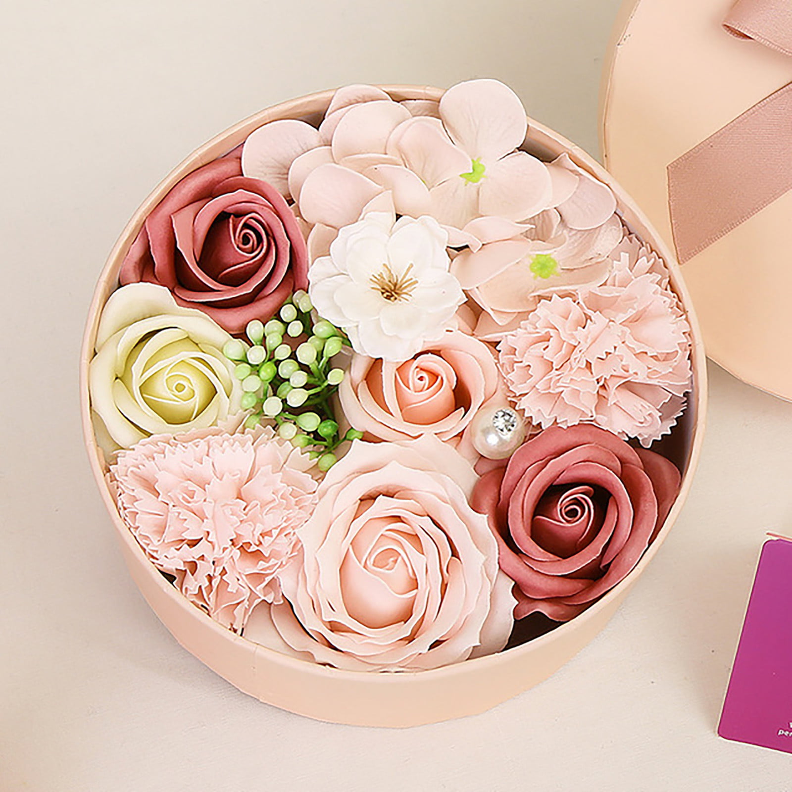 Dainzusyful Gifts For Mom Forever Rose Mother's Day DIY Soap Flower Gift  Rose Box Bouquet Wedding Home Festival Gift Artificial Flowers Living Room