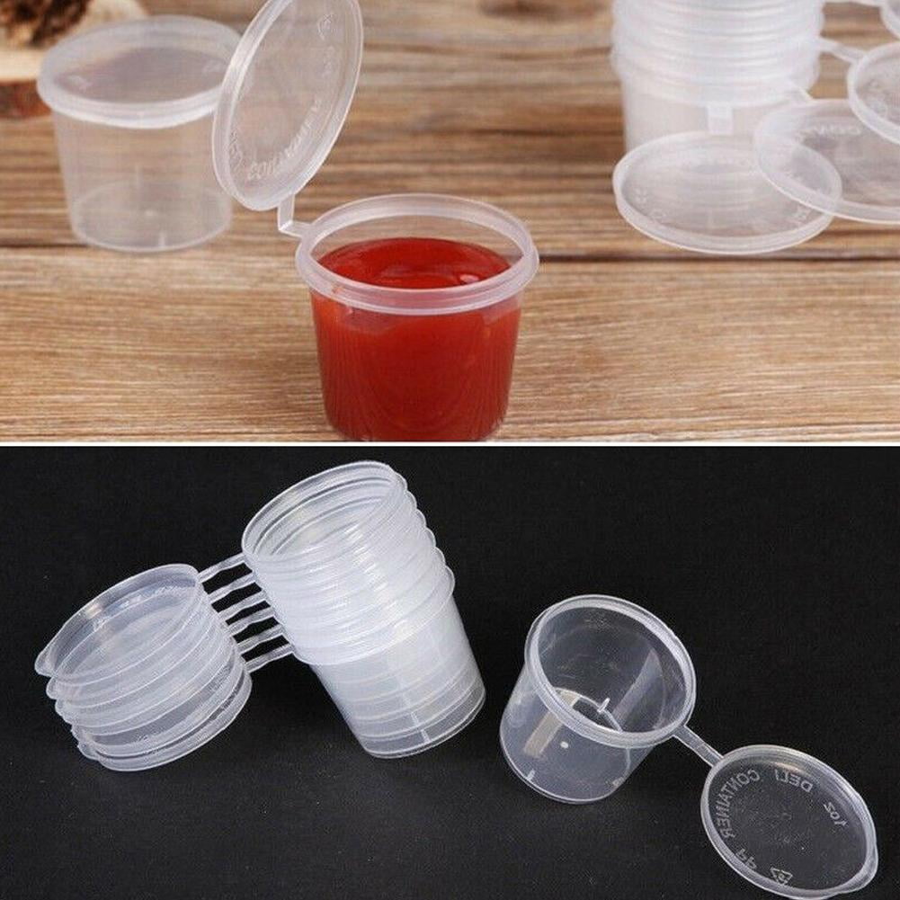 100pcs Plastic Sauce Containers Clear Disposable Small Food Storage Cup 1oz  35ml