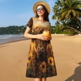 thumbnail image 4 of Balery Cute Cow Sunflower Field Vestidos sueltos de manga corta para mujer, vestidos de verano 2025, vestidos casuales de corte A con vuelo., 4 of 6