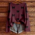 thumbnail image 2 of Likimi Womens Sweater Long Sleeve Bow Print Crew Neck Knit Sweaters For Women Loose Fit Elegant Knit Pullover Size Xl, 2 of 3