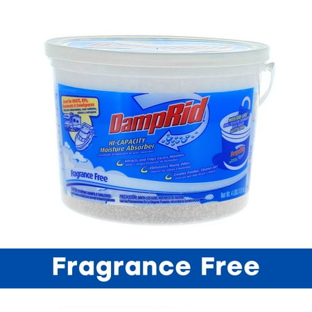 DampRid Hi-Capacity Moisture Absorber in 4 Lb. Tub, Fragrance Free; Attract and Trap Excess Moisture from the Air to Eliminate Unpleasant Musty Odors and Create Cleaner, Fresher Air