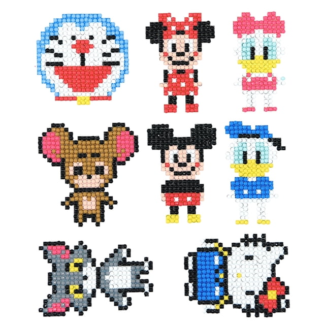 Cuadros Decorativos 8 Uds pegatinas de animales de dibujos animados Kit de pintura de diamante redondo decoración de teléfono DIY Sywqhk Nuevos Originales