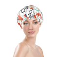 thumbnail image 3 of YFYANG Women's Double Waterproof Shower Cap, Cartoon Fox Doodle Reusable Hair Cap for All Hair Styles and Head Sizes, 3 of 9