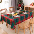 thumbnail image 2 of Christmas Rectangle Green Plaid Tablecloth - 60 x 84 Inch - Checkered Water Stain Resistant Table Cover, Washable Polyester Table Cloths for Xmas Dinner/Party Decoration/Holiday, 2 of 6