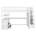 thumbnail image 5 of EUROCO Modern Full Size Loft Bed with Storage Shelves and Built-in Desk, Staircase and Cabinets, White, 5 of 15