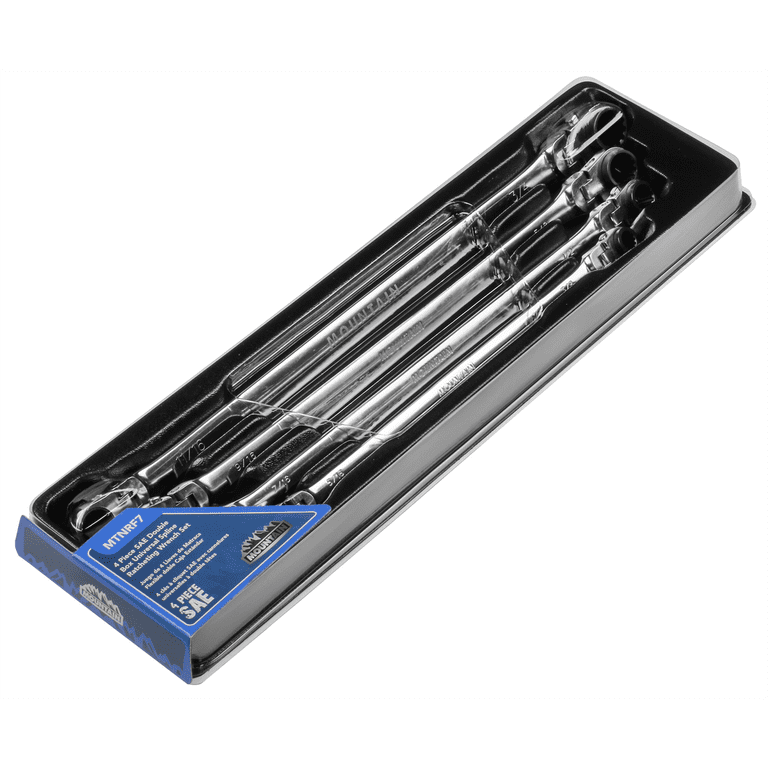 Mountain RF7 SAE Box Ratcheting Wrench Set, 90 Tooth Design, 4