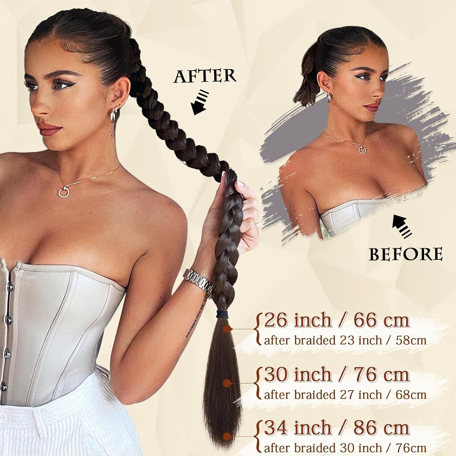 Long Braid Ponytail Extension with Hair Tie Straight Sleek  display picture 2