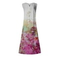 thumbnail image 4 of ICHUANYI Clearance Women's Summer Fashion Printed V-Neck Sleeveless Pullover Pocket Dress(Red, XL) ICHUANYI WER2023081017286, 4 of 5