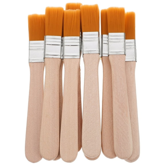 Masteelf 10pcs Versatile Nylon Bristle Paint Brush Set with Wooden Handles for Painting Crafting and Cleaning Small and Trim Brushes