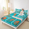 thumbnail image 4 of Homewish Football Rugby Teens Queen Sheet Sets, Modern Sports Athlete Flat Sheet, Turquoise Cartoon Helmet Queen Fitted Sheet, Super Cozy Room Decor, 4-Piece, 4 of 7