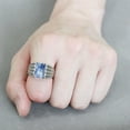 thumbnail image 2 of Mens Ring Silver Blue White Stainless Steel Ring with Semi-Precious Sodalite in Capri Blue, 2 of 8